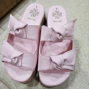 PINK WEDGE SANDALS, Sam & Libby Shoes, Size 6